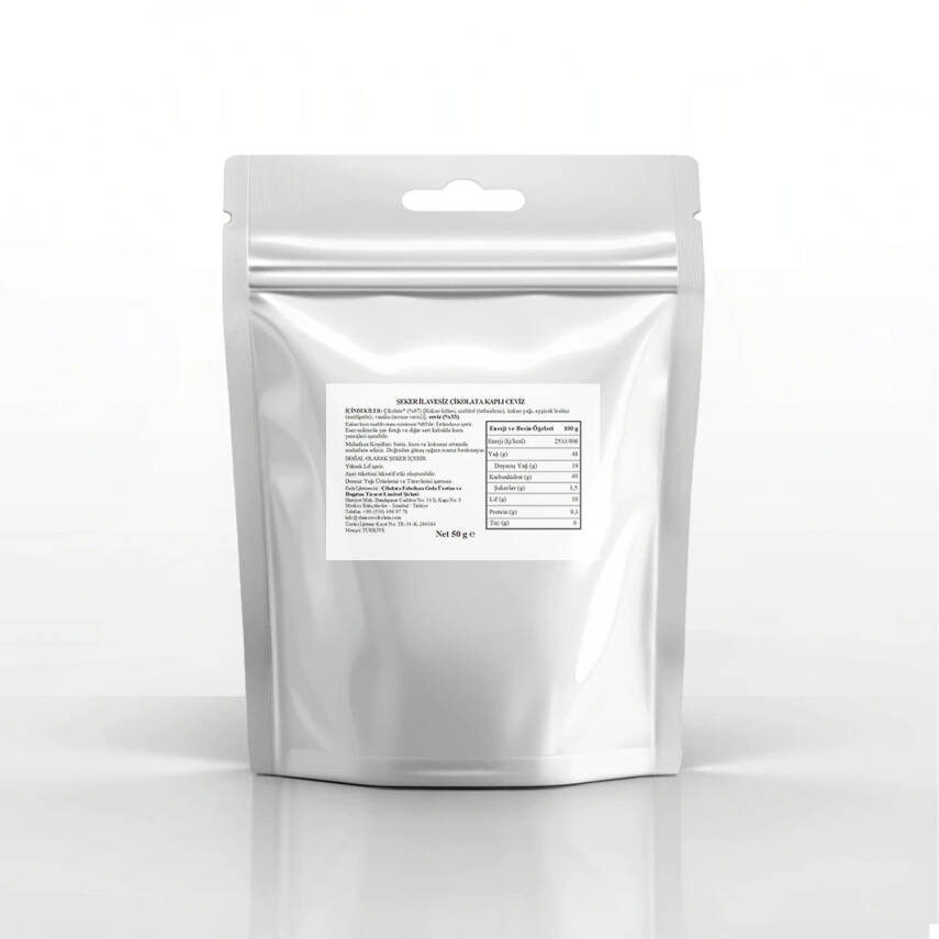 Elamore Şeker İlavesiz, Glütensiz, Vegan Cevizli Bitter Çikolata - Doypack 50 gr - 3