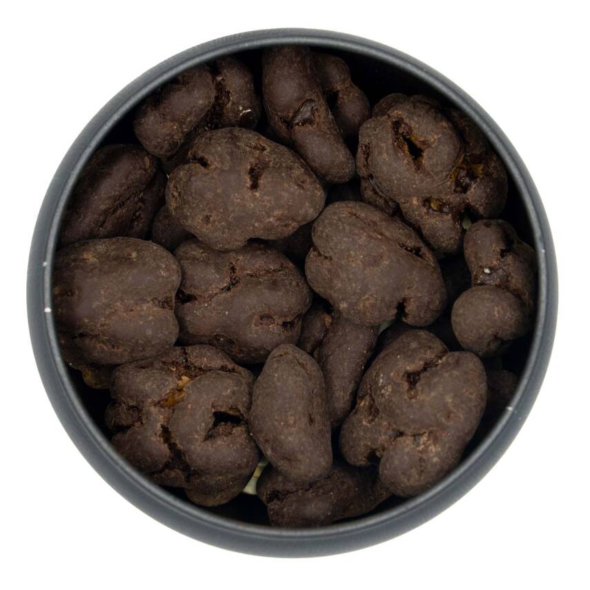 Elamore Şeker İlavesiz, Glütensiz, Vegan Cevizli Bitter Çikolata - Siyah Yuvarlak Metal Kutu, 150 gr - 2