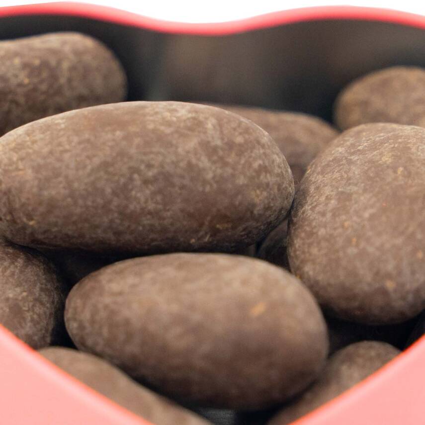 Elamore Şeker İlavesiz, Glütensiz, Vegan Hurmalı Bitter Çikolata - Pembe Küçük Kalp Metal Kutu,80 gr - 3