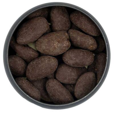 Elamore Şeker İlavesiz, Glütensiz, Vegan Hurmalı Bitter Çikolata - Siyah Yuvarlak Metal Kutu, 150 gr - 2