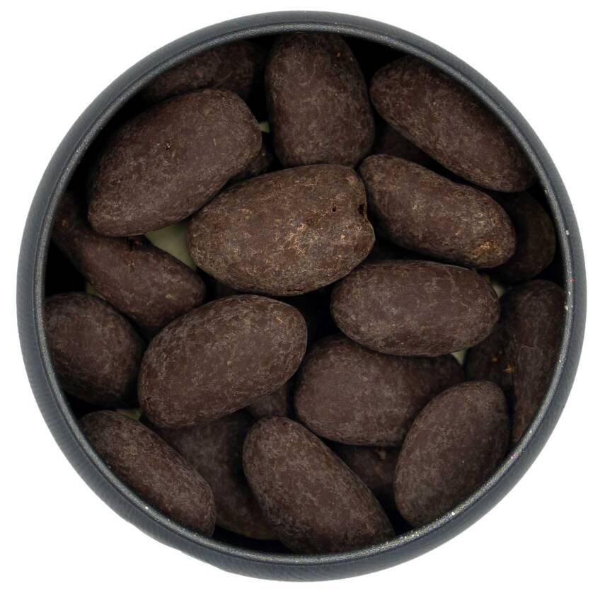 Elamore Şeker İlavesiz, Glütensiz, Vegan Hurmalı Bitter Çikolata - Siyah Yuvarlak Metal Kutu, 150 gr - 2