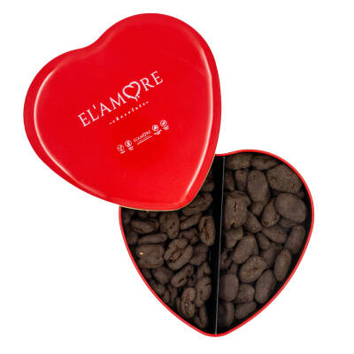 Elamore Şeker İlavesiz, Glütensiz, Vegan Mix Bitter Çikolata - Büyük Kalp Metal Kutu, 400 gr - Elamore Çikolata