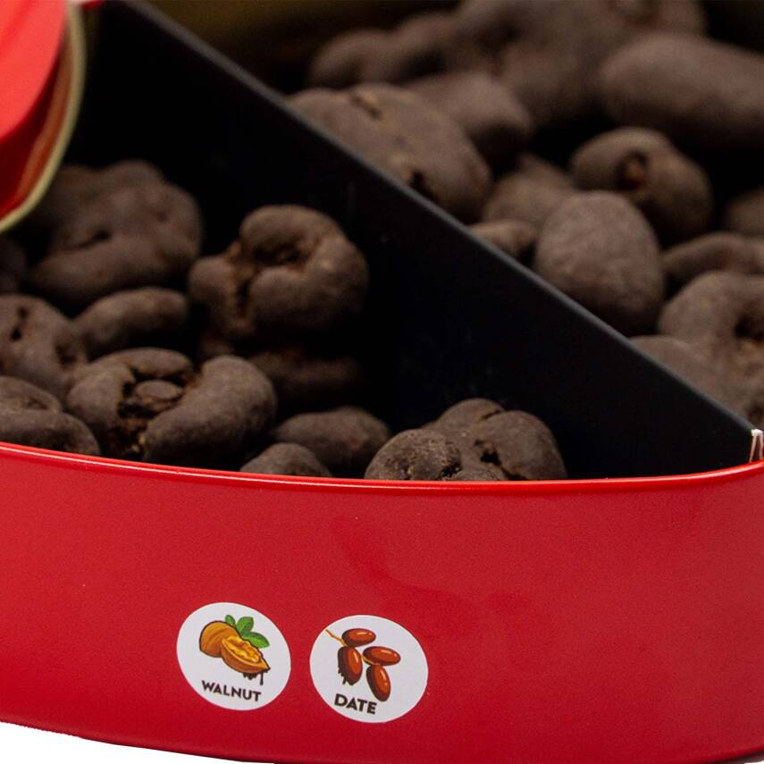 Elamore Şeker İlavesiz, Glütensiz, Vegan Mix Bitter Çikolata - Büyük Kalp Metal Kutu, 400 gr - 3