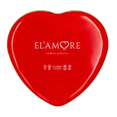 Elamore Şeker İlavesiz, Glütensiz, Vegan Mix Bitter Çikolata - Büyük Kalp Metal Kutu, 400 gr - 4