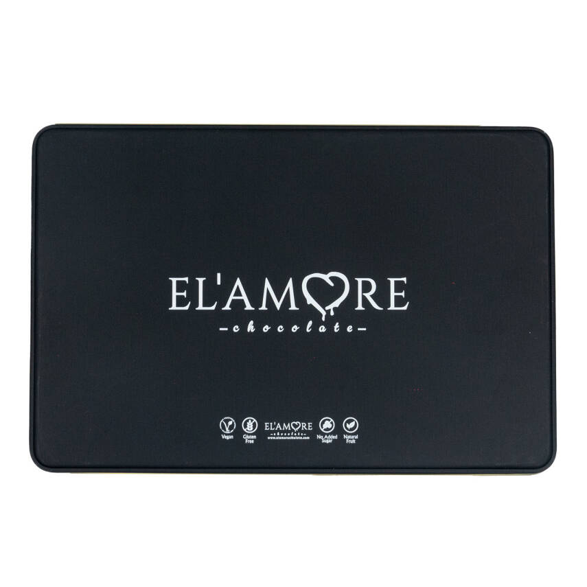 Elamore Şeker İlavesiz, Glütensiz, Vegan Mix Bitter Çikolata - Büyük Metal Kutu,400 gr - 4
