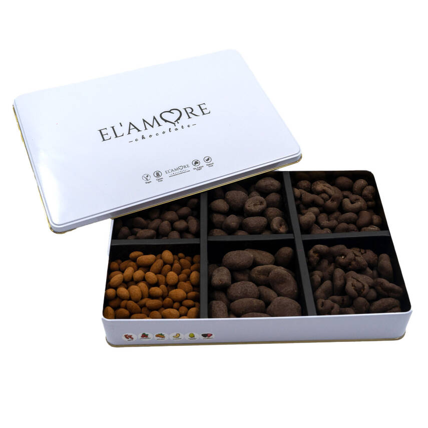 Elamore Şeker İlavesiz, Glütensiz, Vegan Mix Bitter Çikolata Mega Metal Kutu 800 gr - 4