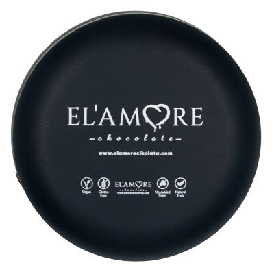 Elamore Şeker İlavesiz, Glütensiz, Vegan Mix Bitter Çikolata - Siyah Yuvarlak Metal Kutu, 150 gr - 4