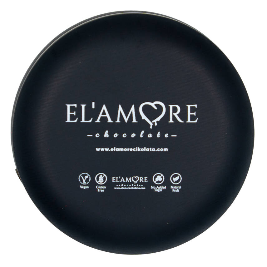 Elamore Şeker İlavesiz, Glütensiz, Vegan Mix Bitter Çikolata - Siyah Yuvarlak Metal Kutu, 150 gr - 4