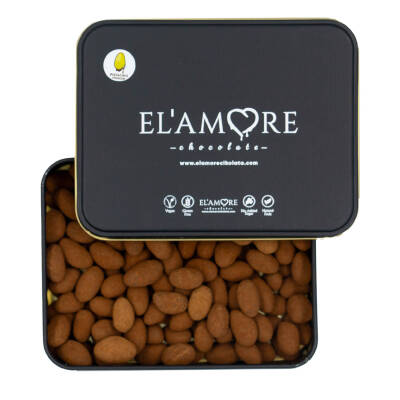 Elamore Şeker İlavesiz, Glütensiz, Vegan Premium Antep Fıstıklı Bitter Çikolata - Küçük Kare Metal Kutu,150 gr - Elamore Çikolata