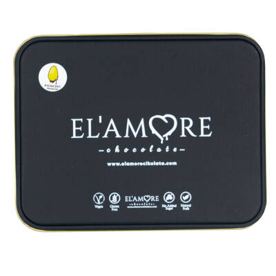 Elamore Şeker İlavesiz, Glütensiz, Vegan Premium Antep Fıstıklı Bitter Çikolata - Küçük Kare Metal Kutu,150 gr - 4