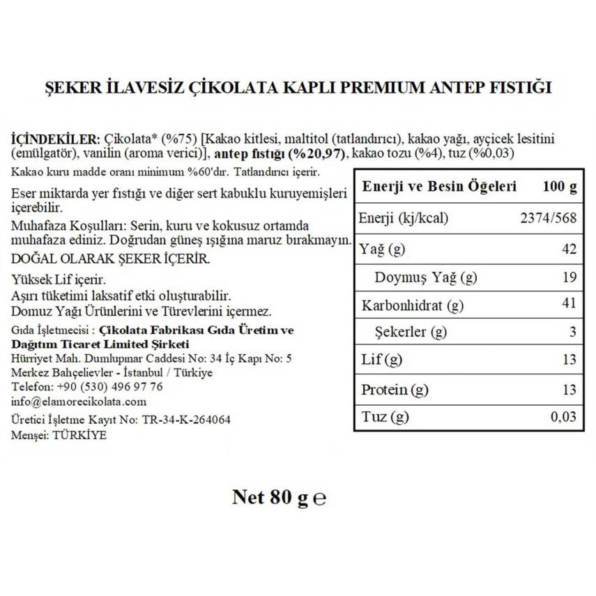 Elamore Şeker İlavesiz, Glütensiz, Vegan Premium Antep Fıstıklı Bitter Çikolata - Pembe Küçük Kalp Metal Kutu,80 gr - 5