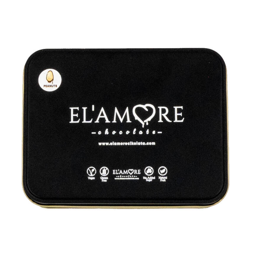 Elamore Şeker İlavesiz, Glütensiz, Vegan Turna Yemişi Bitter Çikolata Küçük Kare Metal Kutu 150 gr - 4