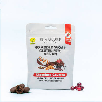 Elamore Şeker İlavesiz, Glütensiz, Vegan Turna Yemişli Bitter Çikolata - Doypack 50 gr - Elamore Çikolata