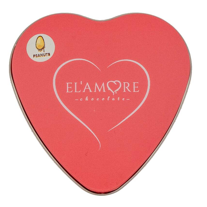 Elamore Şeker İlavesiz, Glütensiz, Vegan Yer Fıstıklı Bitter Çikolata - Pembe Küçük Kalp Metal Kutu,80 gr - 4