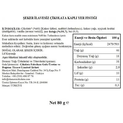 Elamore Şeker İlavesiz, Glütensiz, Vegan Yer Fıstıklı Bitter Çikolata - Pembe Küçük Kalp Metal Kutu,80 gr - 5