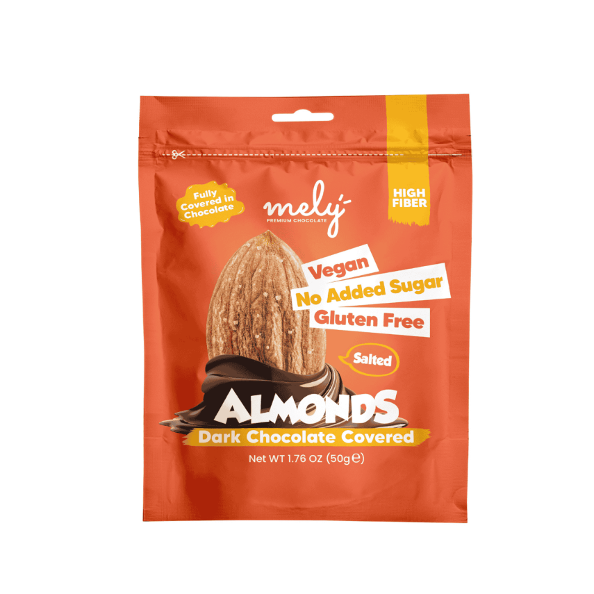 Mely Şeker İlavesiz, Glütensiz, Vegan Badem Bitter Çikolata 50 gr - 1