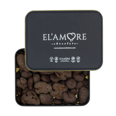 Elamore Şeker İlavesiz, Glütensiz, Vegan Mix Bitter Çikolata - Küçük Kare Metal Kutu, 150 gr - Elamore Çikolata